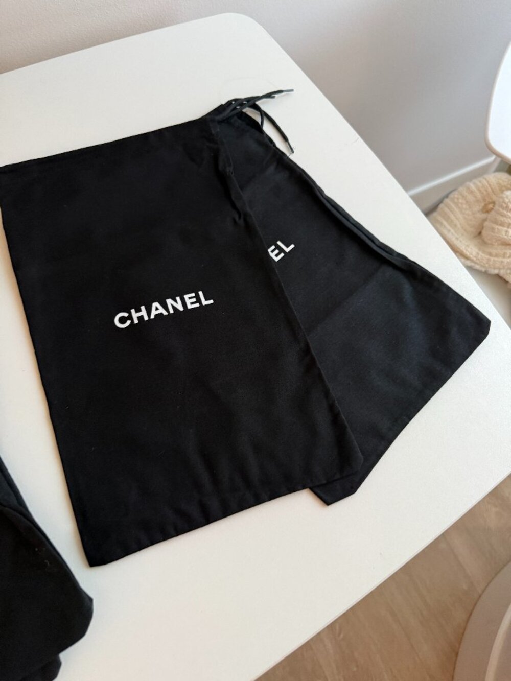 Authentic CHANEL Shoe Dust Bags — Set of 2